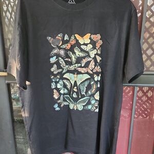 Black T-Shirt with Colorful Butterfly Print NWOT SIZE L